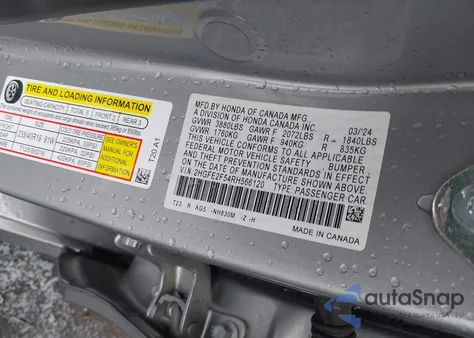 2024 Honda Civic Sport из США, поврежденный, VIN 2HGFE2F54RH566120